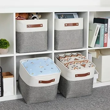 HNZIGE Fabric Cube Storage Baskets Set of 4 for Stylish Organization
