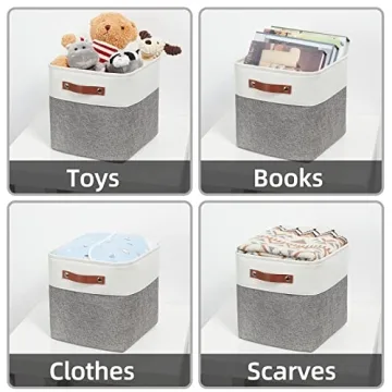HNZIGE Fabric Cube Storage Baskets Set of 4 for Stylish Organization