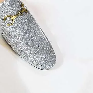 Arqa Mules for Women - Comfort Slip On Flats with Elegant Gold Chain Detail