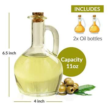 Marbelous Oil Dispenser – Set of 2 12Oz Oil Bottles – Glass Cruet Bottles with Cork Ideal for Sy...