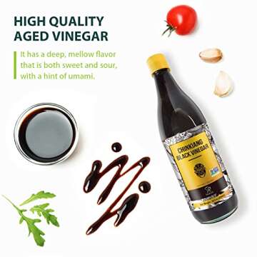 Soeos Chinkiang Vinegar, 18.6 fl oz (550ml), Chinese Black , Traditional , Organic , Zhenjiang Xiangcu, Black Rice Vinegar | Condiment for Cooking Noodles, Braised Meat, Cold Appetizers