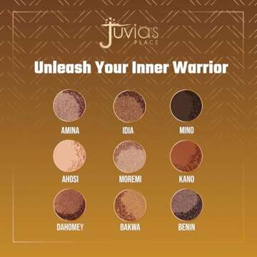 Juvia's Place Palette The Warrior - Warm Golds, Browns & Bronzes, Shades of 9, Warm and Neutral Palette, Pigmented Makeup Palette Eye Color & Shine