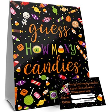 DISTINCTIVS How Many Candy Halloween Party Game with 30 Guess Cards