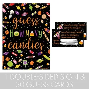 DISTINCTIVS How Many Candy Halloween Party Game with Cards