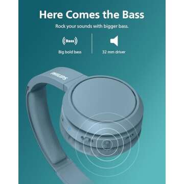 PHILIPS H4205 Wireless Headphone,On-Ear Bluetooth Headphone with BASS Boost,Quality Sound,32mm Drive...
