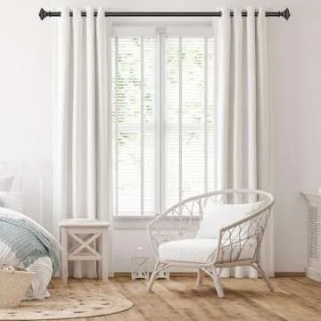 BRIOFOX BLACK Curtain Rods for Windows 66 to 120 Inch Adjustable Length 1 Inch Diameter Heavy Duty W...