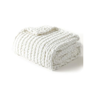 YnM Chunky Throw Blanket, Soft Chenille Yarn, Cozy & Stylish Home Décor