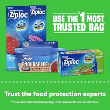 Ziploc Snack Bags with EasyGuide Texture, Small Plastic Storage Bags with Grip 'N Seal Technology, 40 Bags Total