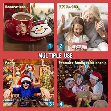 Partywind 10 Sheets Luminous Christmas Temporary Tattoos for Kids Stocking Stuffers, Christmas Party Decorations Supplies Favors for Birthday, Xmas Holiday Stickers Games Toys for Boys Girls