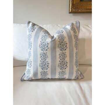 Jillien Harbor Throw Pillow for Home Juliet Off-White Blue Floral Pillow Cover Grandmillennial Pillo...