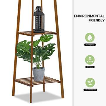 Magshion Bamboo Tall Plant Stand Indoor Outdoor 3-Tier Pot Holder Small Space Flower Shelf Rack Corner Plant Shelf Flower Stands for Living Room Balcony, 39 Inch