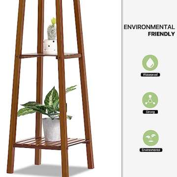 Magshion Bamboo Tall Plant Stand Indoor Outdoor 3-Tier Pot Holder Small Space Flower Shelf Rack Corner Plant Shelf Flower Stands for Living Room Balcony, 39 Inch