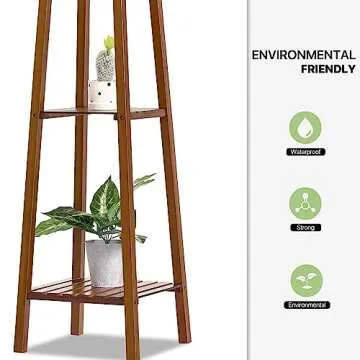 Bamboo Tall Plant Stand for Indoor and Outdoor Use