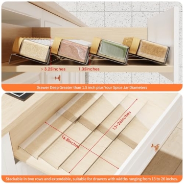 Jadehom Expandable Clear Acrylic Spice Drawer Organizer