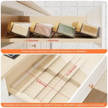 Jadehom Expandable Clear Acrylic Spice Drawer Organizer
