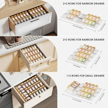 Jadehom Expandable Clear Acrylic Spice Drawer Organizer