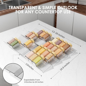 Jadehom Expandable Clear Acrylic Spice Drawer Organizer