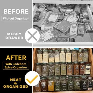 Jadehom Expandable Clear Acrylic Spice Drawer Organizer