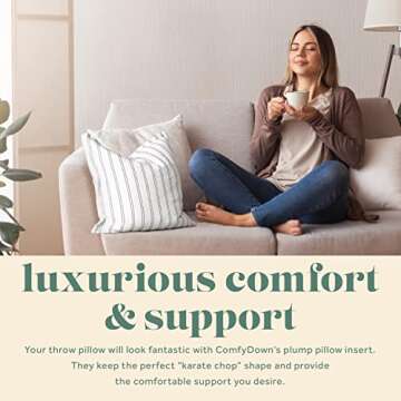 Set of Two20X20 Decorative Throw Pillow Insert, Down and Feathers Fill, 100% Cotton Cover 233 Thread Count, Square Pillow Insert - Made in USA