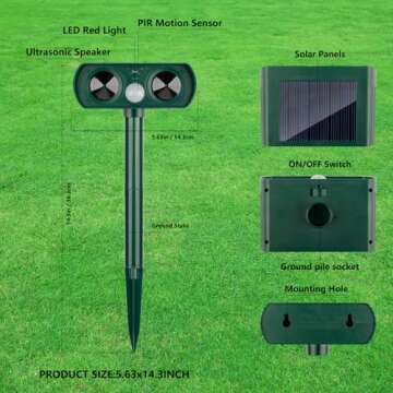 2Pack 2025 Solar Ultrasonic Repellent Defender for Garden