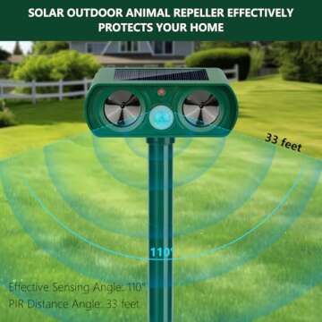 Eco-Friendly Solar Ultrasonic Animal Repellent for Yard