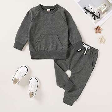 Happy Town Fall Outfits for Toddler Girl Boy Long Sleeve Top and Long Pants Set Toddler Sweatsuits (...