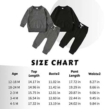 Happy Town Fall Outfits for Toddler Girl Boy Long Sleeve Top and Long Pants Set Toddler Sweatsuits (Dark Grey, 12-18 Months)