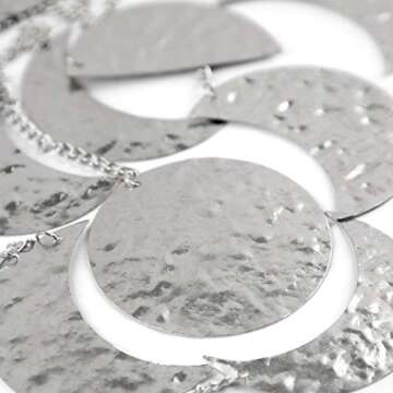 Moon and Gaia Moon Phase Wall Hanging, Silver - Unique, Lightweight Moon Phase Garland - Handmade, Hammered Metal Moon Cycle Banner - Premium Boho Wall Decor for Bedroom, Dorm, Living Room, Nursery