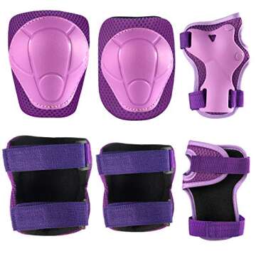 Knee Pads for Kids Knee pads and Elbow Pads Toddler Protective Gear Set Kids Elbow Pads and Knee Pads for Girls Boys with Wrist Guards 3 in 1 for Skating Cycling Bike Rollerblading Scooter [Upgraded]