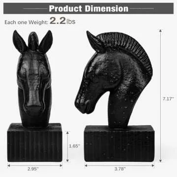 MXARLTR Book Ends for Shelves - Book Ends to Hold Books Heavy Duty, Horse Decorative Bookends for He...
