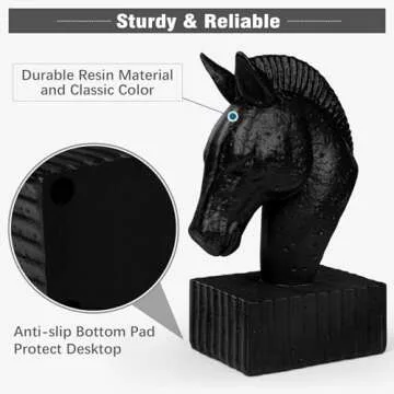 MXARLTR Book Ends for Shelves - Book Ends to Hold Books Heavy Duty, Horse Decorative Bookends for Heavy Books with Anti-Slip Base Book Stopper for Shelves Books Home Office Decor (Black)