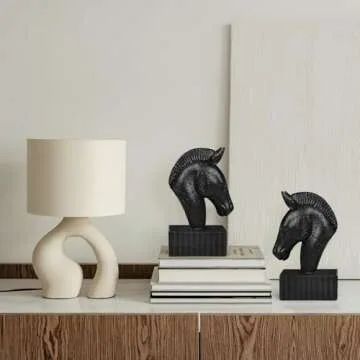 MXARLTR Book Ends for Shelves - Book Ends to Hold Books Heavy Duty, Horse Decorative Bookends for Heavy Books with Anti-Slip Base Book Stopper for Shelves Books Home Office Decor (Black)