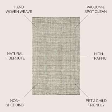 JONATHAN Y NRF102C-8 Pata Hand Woven Chunky Jute Gray 8 ft. x 10 ft. Area-Rug, Farmhouse, Easy-Clean...