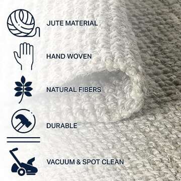 JONATHAN Y NRF102C-8 Pata Hand Woven Chunky Jute Gray 8 ft. x 10 ft. Area-Rug, Farmhouse, Easy-Cleaning, for Bedroom, Kitchen, Living Room,