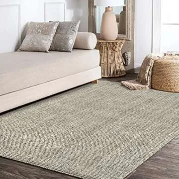 JONATHAN Y NRF102C-8 Pata Hand Woven Chunky Jute Gray 8 ft. x 10 ft. Area-Rug, Farmhouse, Easy-Cleaning, for Bedroom, Kitchen, Living Room,