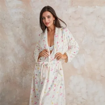 Y2k Fruit Plush Robe for Women – Stylish Floral Design