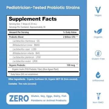 USDA Organic Baby Probiotic Drops for Infants | Helps with Colic, Reflux, Gas & Constipation Relief | Digestion & Immune Support for Newborns + | Ages 0-24 Months, Liquid Probiotics for Babies