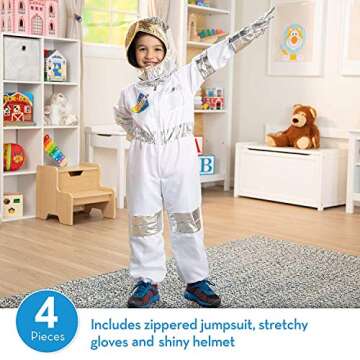 Liberty Imports Children's Astronaut Space Costume Space Pretend Dress Up Role Play Set for Kids Cosplay Ages 4-7