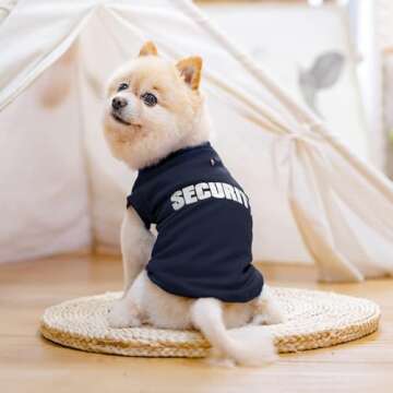 BINGPET Security Dog Shirts,Soft Cotton Puppy Tshirt,Breathable Lightweight Dog Costumes Tank Top Vest,Machine Washable Stretchy Dog Clothes for Small Medium Large Dogs Boy Girl