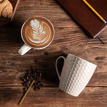 AmorArc 15oz Coffee Mugs Set of 6, Large Ceramic Coffee Mugs for Men Women Dad Mom, Modern Coffee Mugs with handle for Tea/Latte/Cappuccino/Cocoa. Dishwasher&Microwave Safe, Multi-color