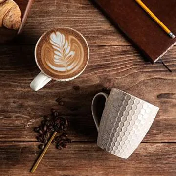 AmorArc 15oz Coffee Mugs Set of 6, Large Ceramic Coffee Mugs for Men Women Dad Mom, Modern Coffee Mugs with handle for Tea/Latte/Cappuccino/Cocoa. Dishwasher&Microwave Safe, Multi-color