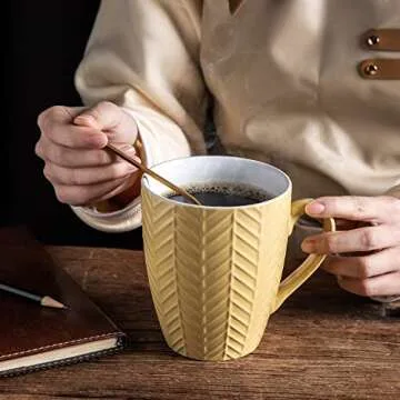 AmorArc 15oz Coffee Mugs Set of 6, Large Ceramic Coffee Mugs for Men Women Dad Mom, Modern Coffee Mugs with handle for Tea/Latte/Cappuccino/Cocoa. Dishwasher&Microwave Safe, Multi-color