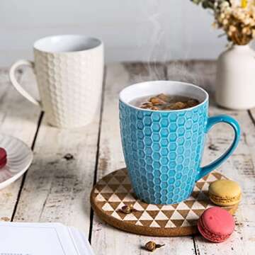 AmorArc 15oz Coffee Mugs Set of 6, Large Ceramic Coffee Mugs for Men Women Dad Mom, Modern Coffee Mugs with handle for Tea/Latte/Cappuccino/Cocoa. Dishwasher&Microwave Safe, Multi-color