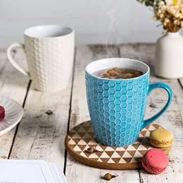 AmorArc 15oz Coffee Mugs Set of 6, Large Ceramic Coffee Mugs for Men Women Dad Mom, Modern Coffee Mugs with handle for Tea/Latte/Cappuccino/Cocoa. Dishwasher&Microwave Safe, Multi-color