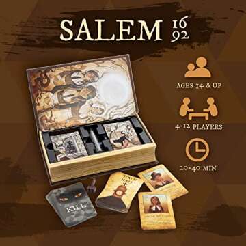 Salem 1692 Board Game - Strategic Witch Hunt for 4-12 Players