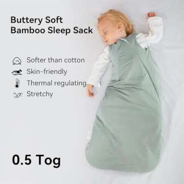 BubblePanda Rayon Made from Bamboo Sleep Sack 0-6 Months 0.5 Tog Soft Newborn Sleep Sack 3-6 Months ...