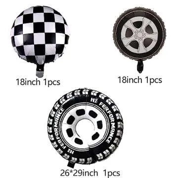 YNOU 121 Pcs Racing Car Balloons Arch Garland Kit Decorations, Race Car Foil Balloons Checker Flag for Monster Car Truck Party, Finish Line Race Car,Nascar Party Supplies