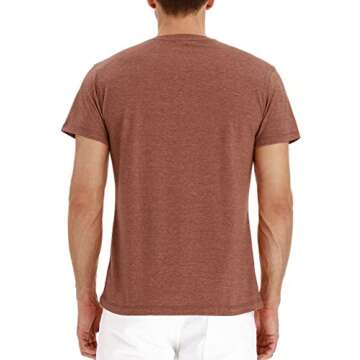 PEGENO Men's Casual Slim Fit Short Sleeve Henley T-Shirts Cotton Shirts VG-Orange-US L