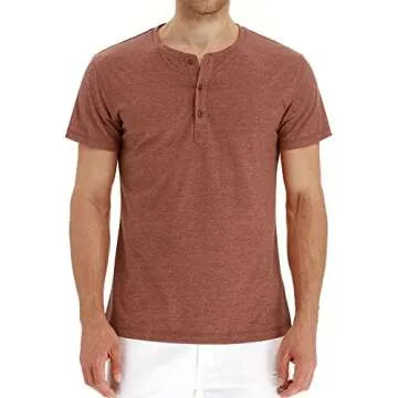 PEGENO Men's Casual Slim Fit Short Sleeve Henley T-Shirts