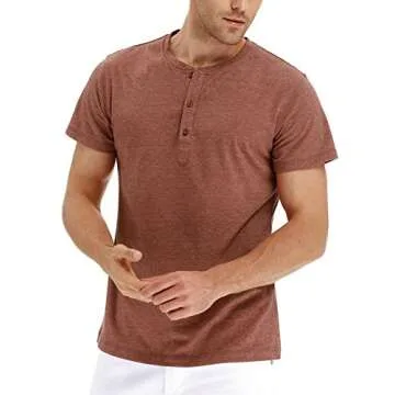 PEGENO Men's Casual Slim Fit Short Sleeve Henley T-Shirts